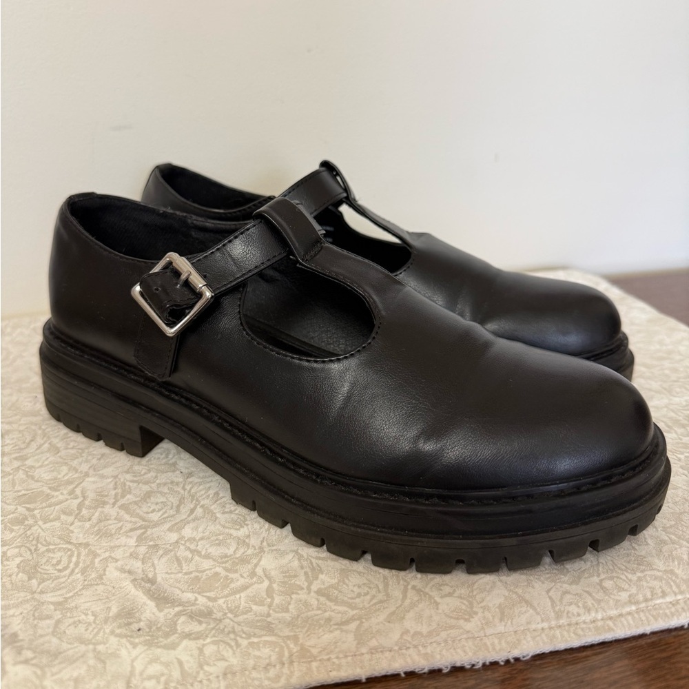 No Boundaries T-Strap Mary Jane Shoes Chunky Buckle Platforms Size 9 Goth Grunge
